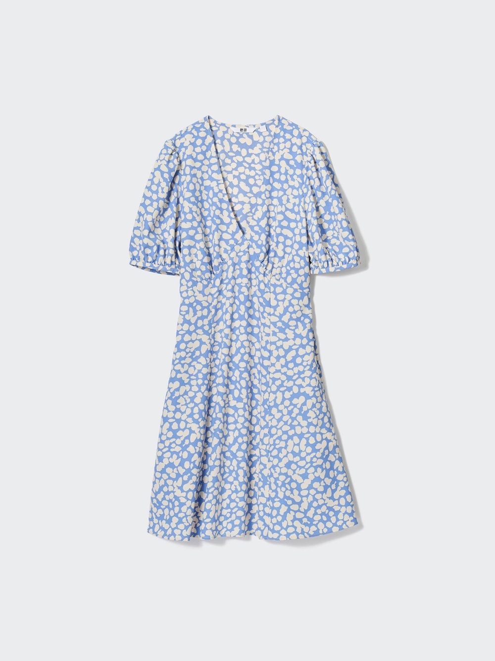 Uniqlo Printed V-Neck Short-Sleeve Mini Dress